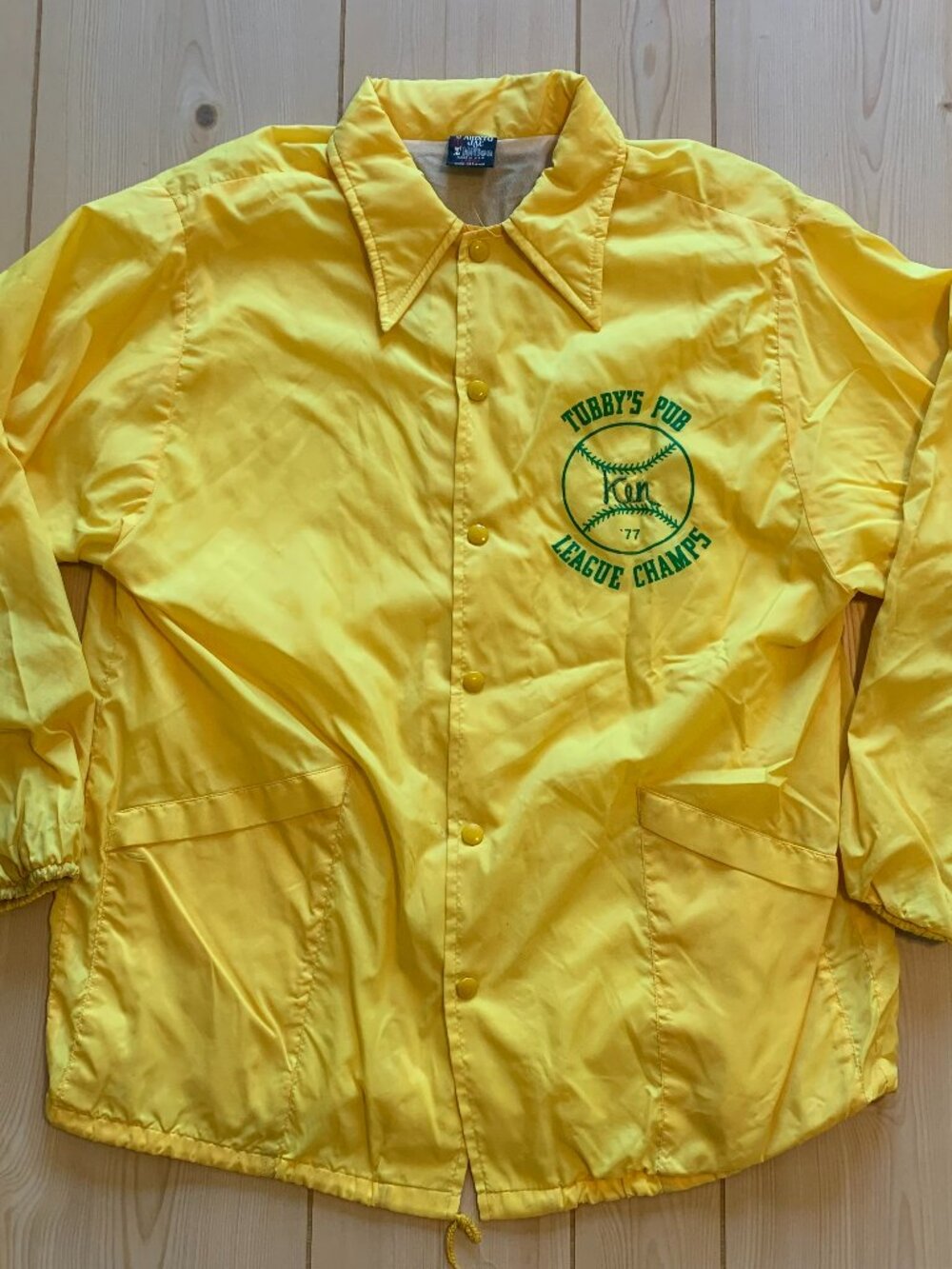 Vintage 70s Aristo Jac by Hilton 1977 Tubby's Pub Baseball League Windbreaker L
